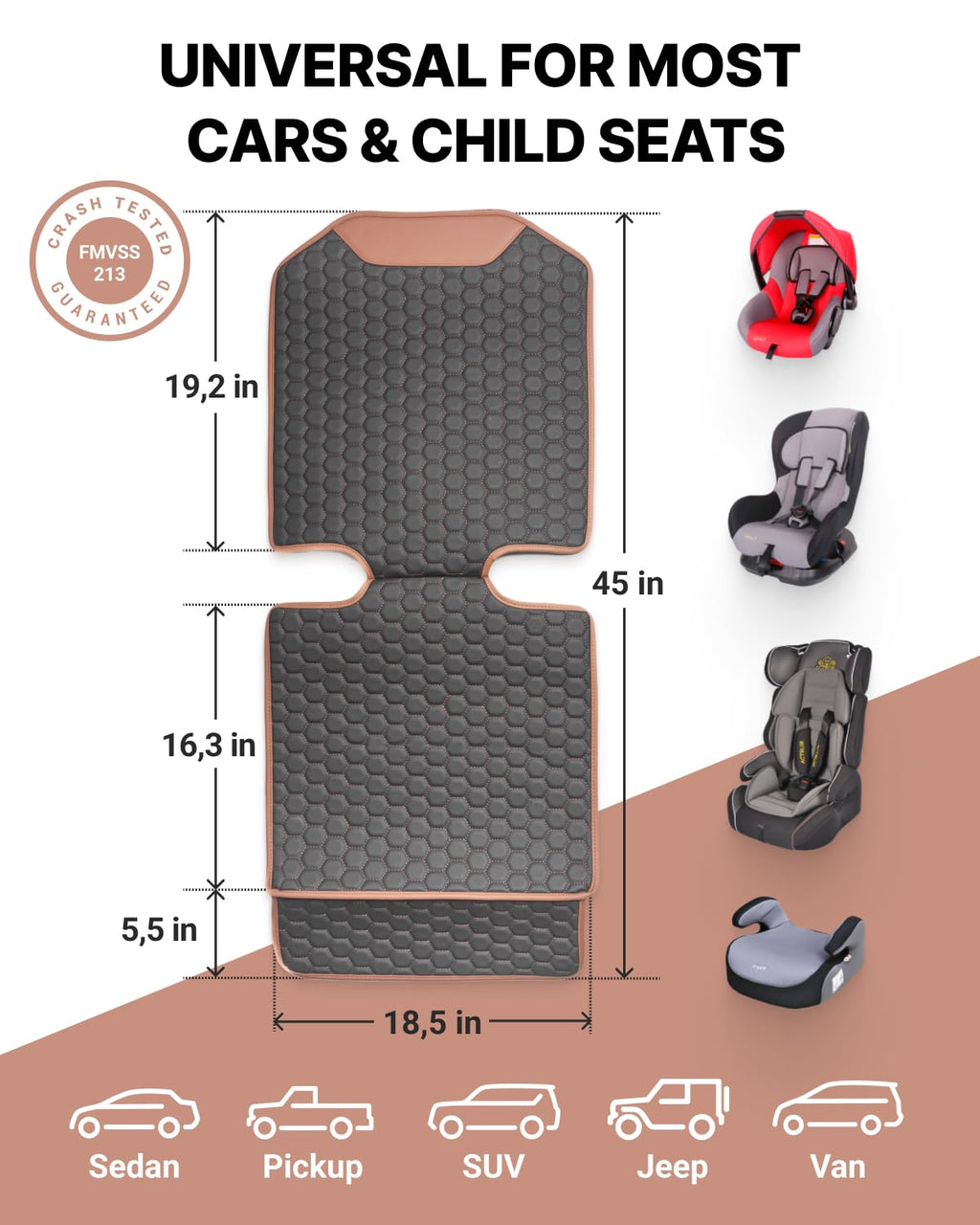 Black-Brown Backless Booster, Waterproof Seat Protector & Backseat Organizer I534115