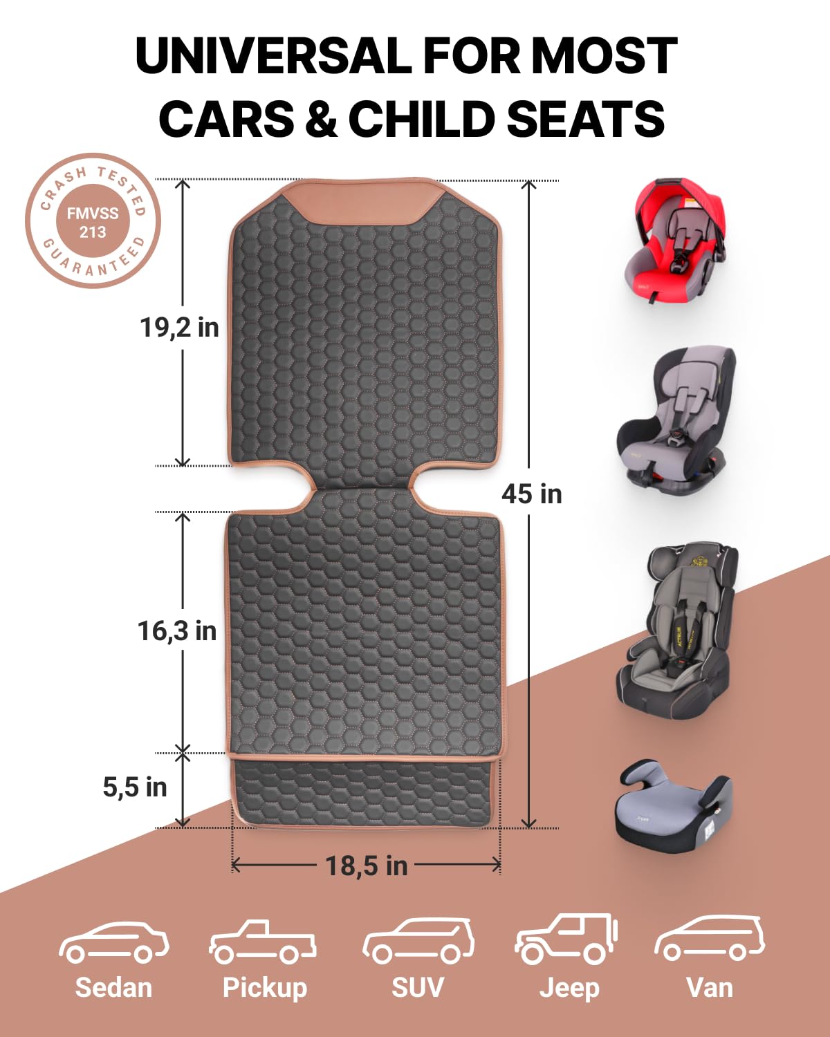 Black-Brown Backless Booster, Waterproof Seat Protector & Backseat Organizer I534115