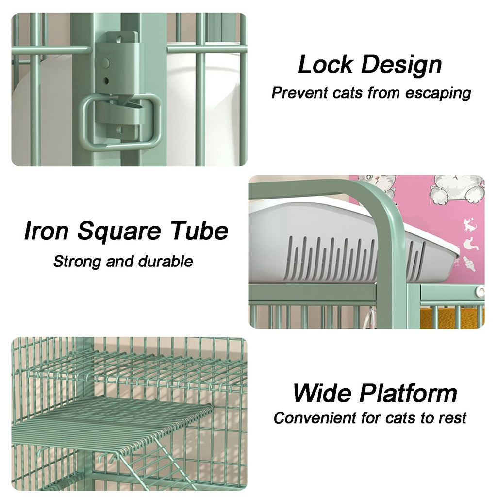 4-Tier Metal Wire Cat Cage with Wheels C603692