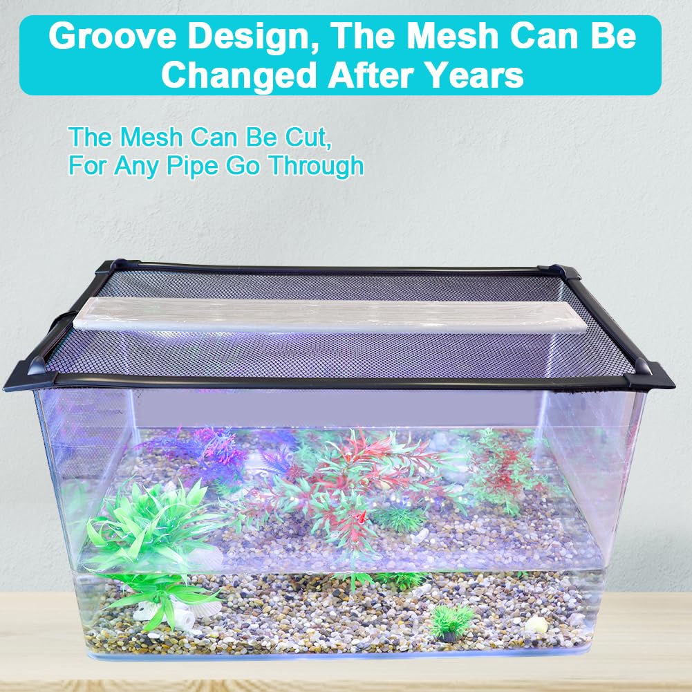 Magnetic Aquarium Cover Lid Anti-Jumping Net Adjustable Max 35''X19'' U8515