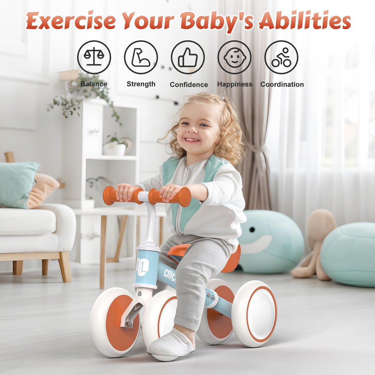 Baby Balance Bike 12-36 Months Adjustable Seat 3 Wheels O10522