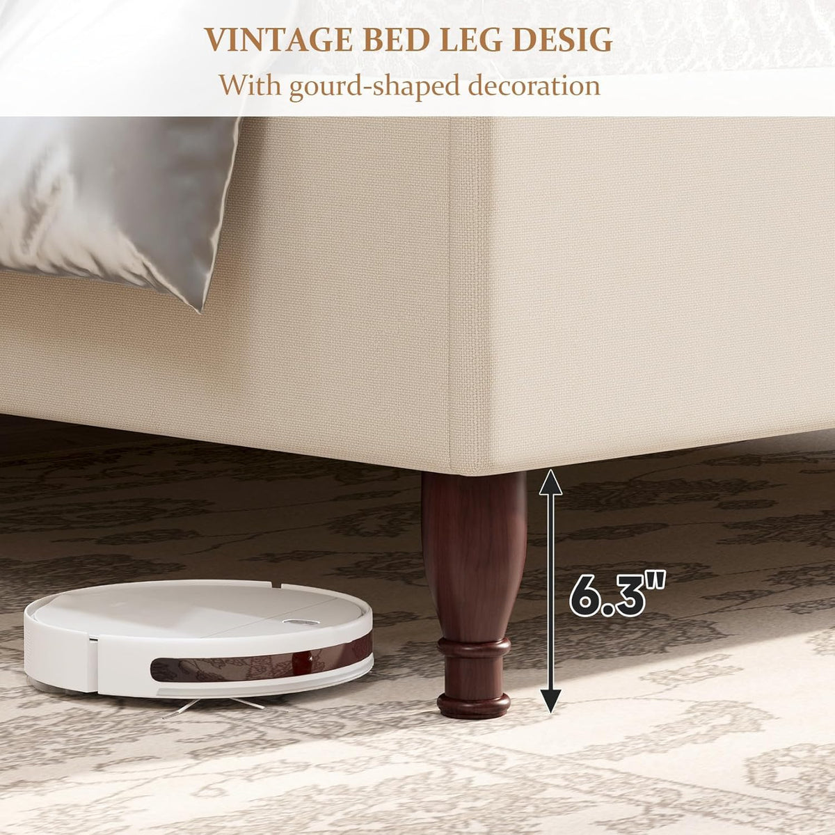 King Size Upholstered Platform Bed with Tall Headboard I11653