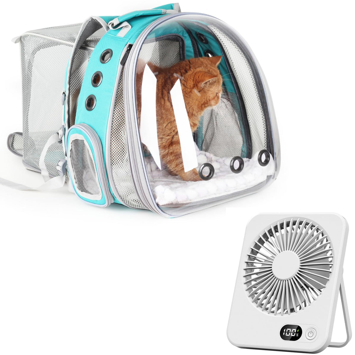 Expandable Cat Backpack with Mini Fan W912
