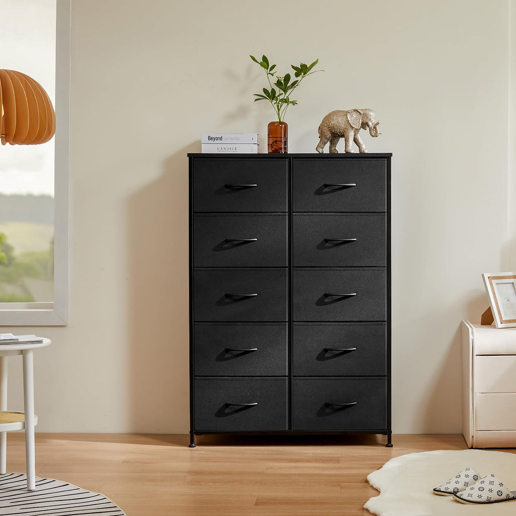 Black 10 Drawer Tall Dresser U14511