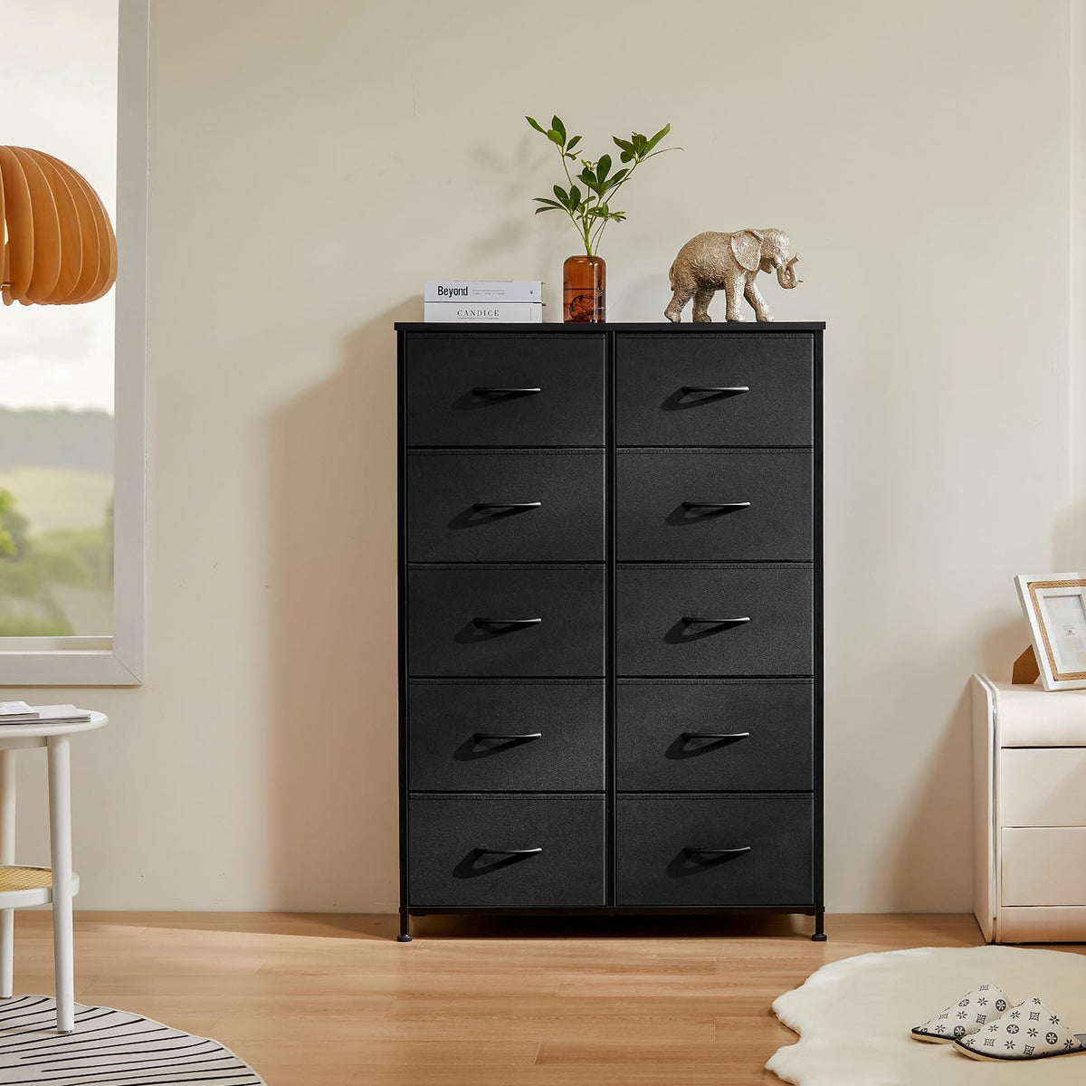 Black 10 Drawer Tall Dresser U14511