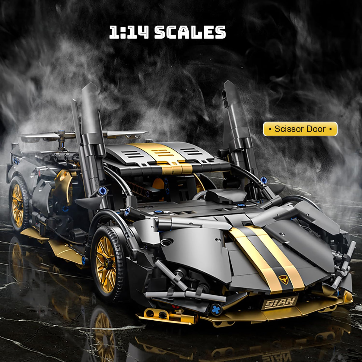 Black 1:14 Race Car Building Block Set H3236
