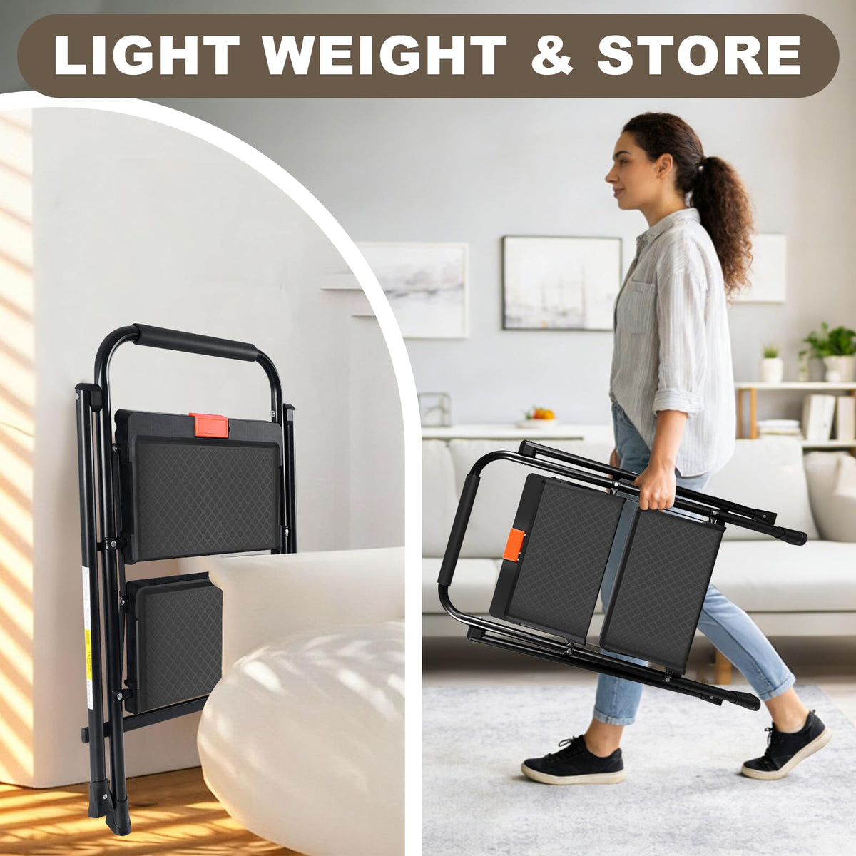 2 Step Steel Ladder with Anti-Slip Pedal D312