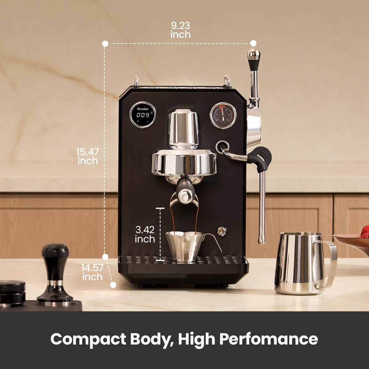 1500W Espresso Machine and Coffee Grinder Bundle with Milk Frother, Black S453946
