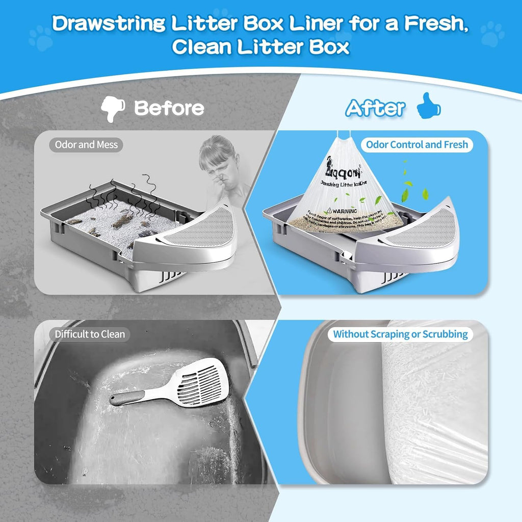Litter Box Liners 100 Count Leak-Proof Drawstring Z72717