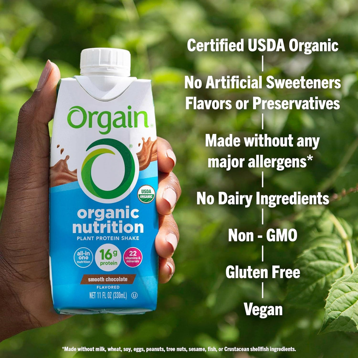 Organic Vegan Protein Shake Smooth Chocolate & Vanilla Bean 16g 11 Fl Oz P44790