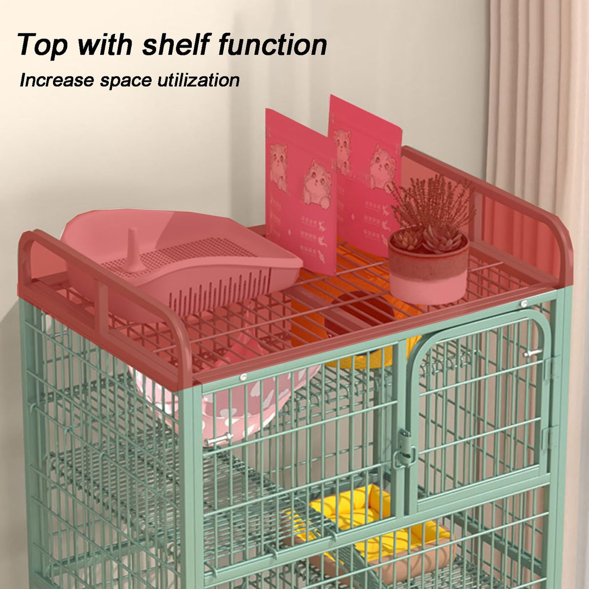 4-Tier Metal Wire Cat Cage with Wheels C603692
