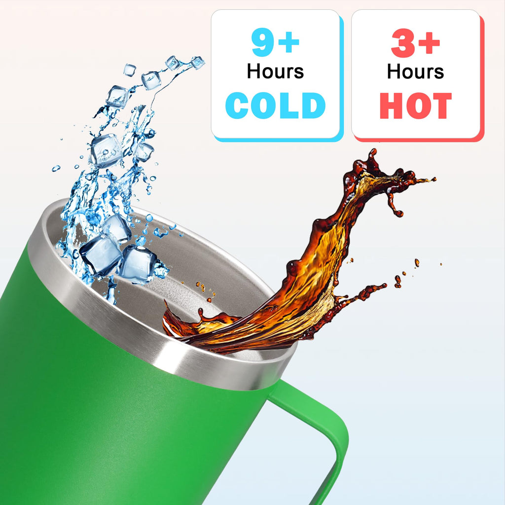 20 oz Insulated Tumbler with Handle and Lid Green L1384