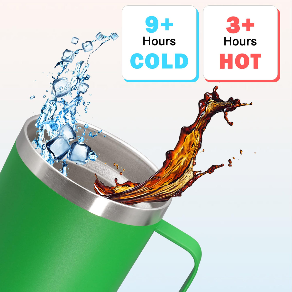 20 oz Insulated Tumbler with Handle and Lid Green L1384