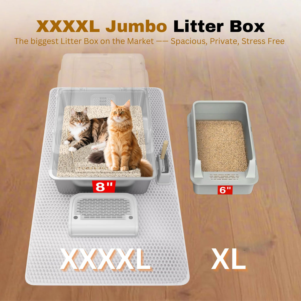 XXXXL Stainless Steel Cat Litter Box with Lid A542