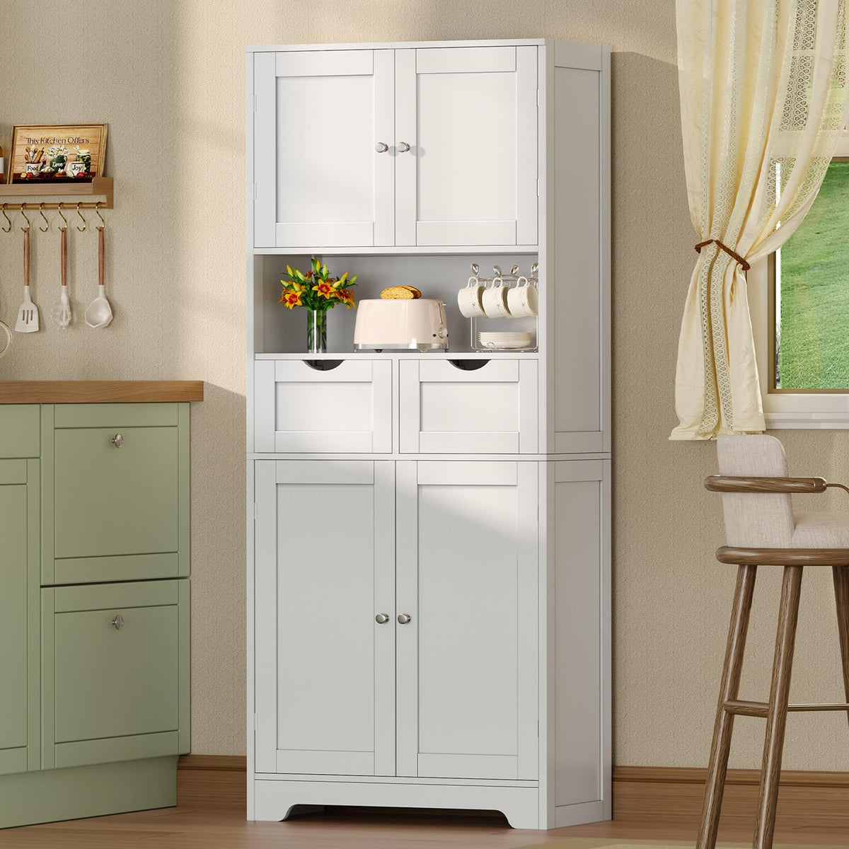 Tall Bathroom Storage Cabinet with 4 Doors L97308