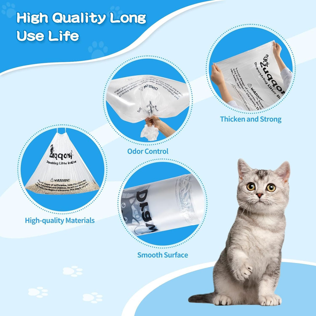 Litter Box Liners 100 Count Leak-Proof Drawstring Z72717