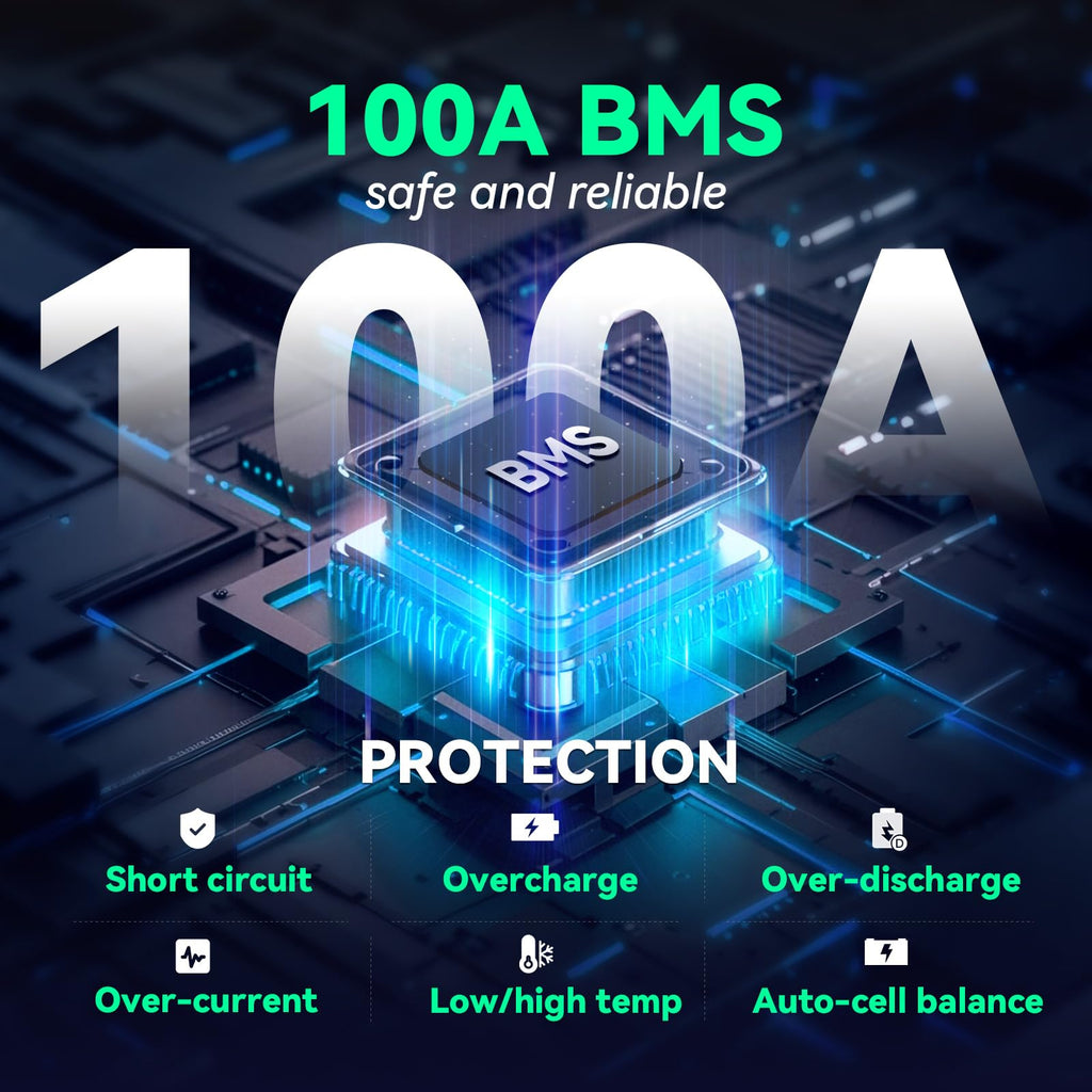 12V 100Ah Bluetooth LiFePO4 Battery W1383