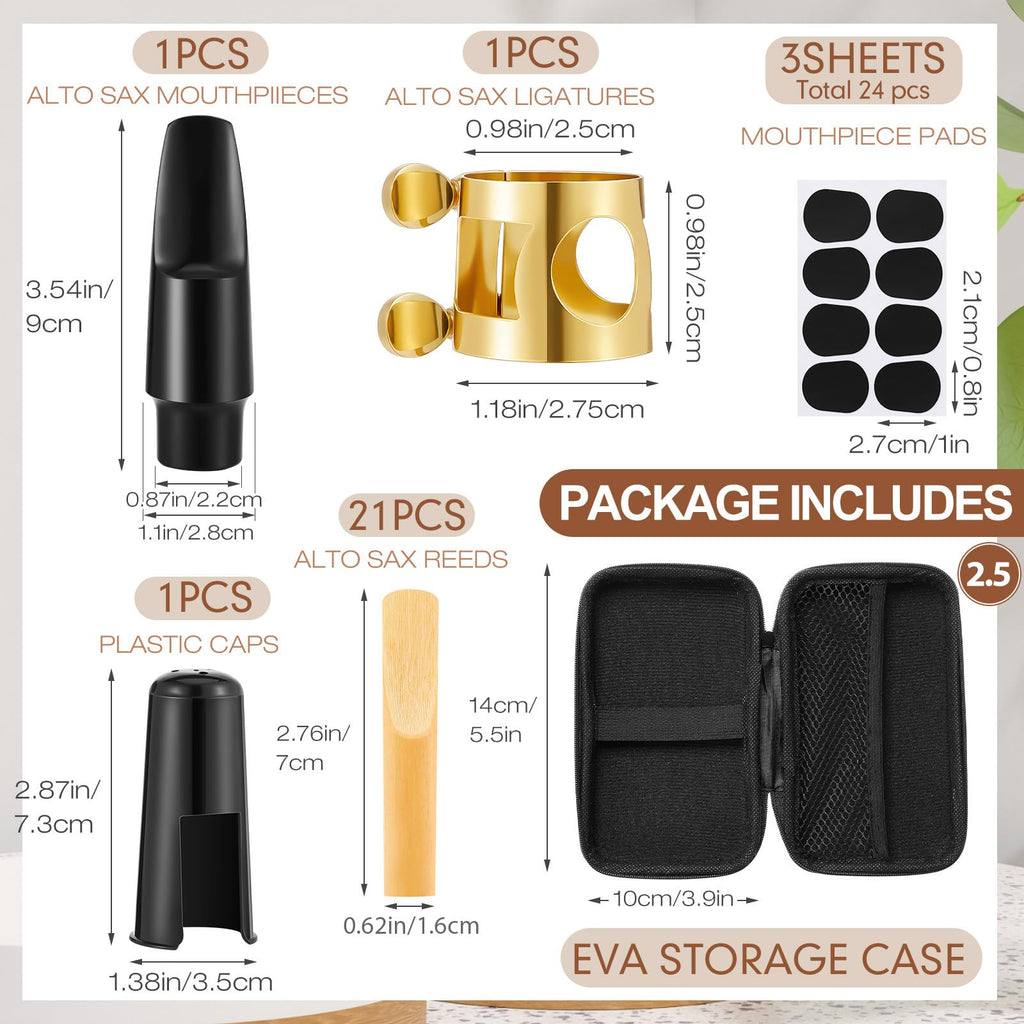 49 Pcs Alto Saxophone Replacement Kit with Mouthpiece Reeds Storage Case P376471