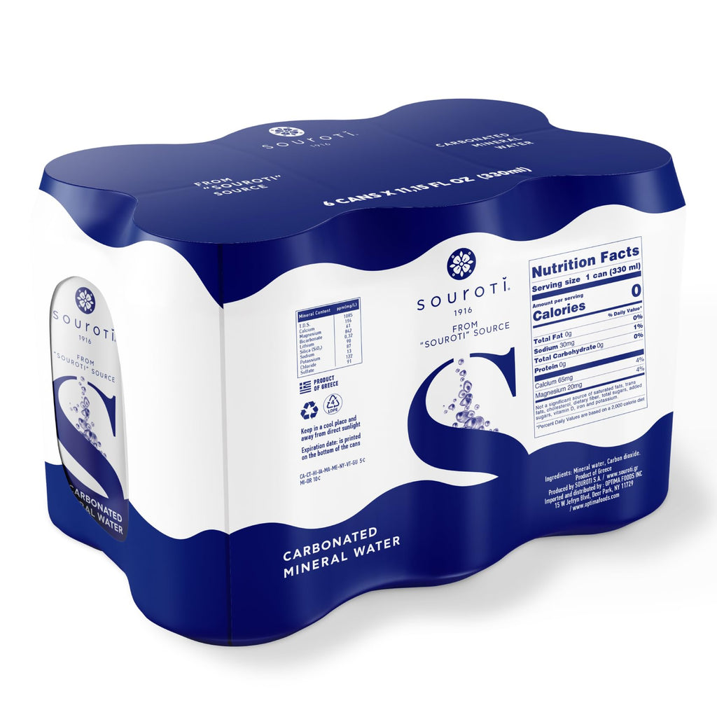 Unflavored Carbonated Mineral Water 6-Pack 330ml Tins U107637