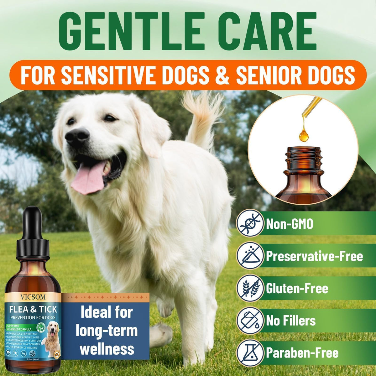Natural Flea and Tick Prevention for Dogs, 60ml G4736