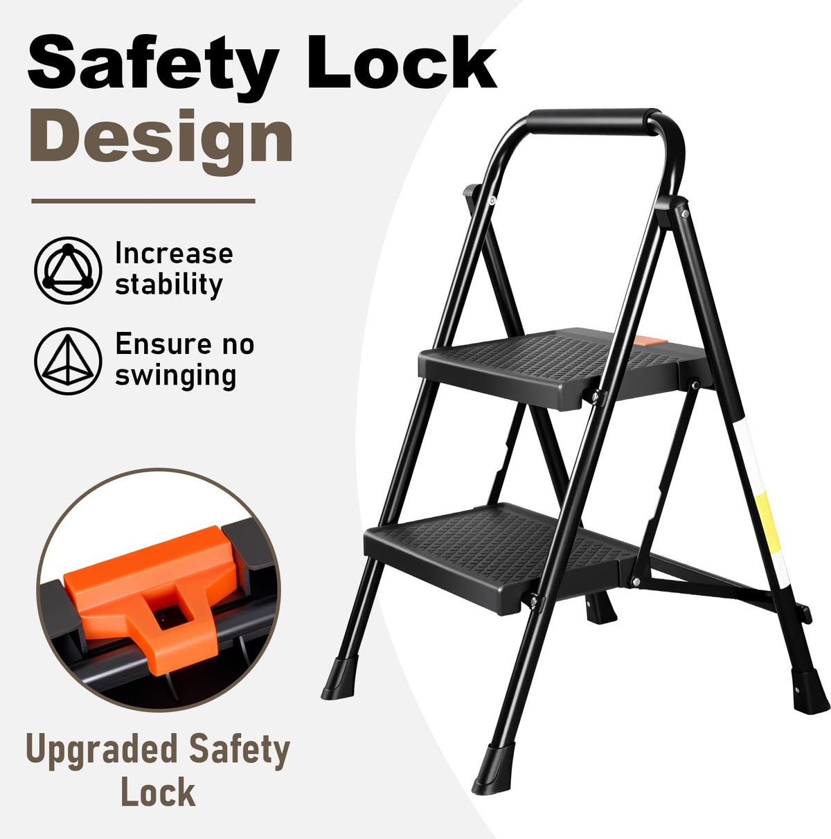 2 Step Steel Ladder with Anti-Slip Pedal D312