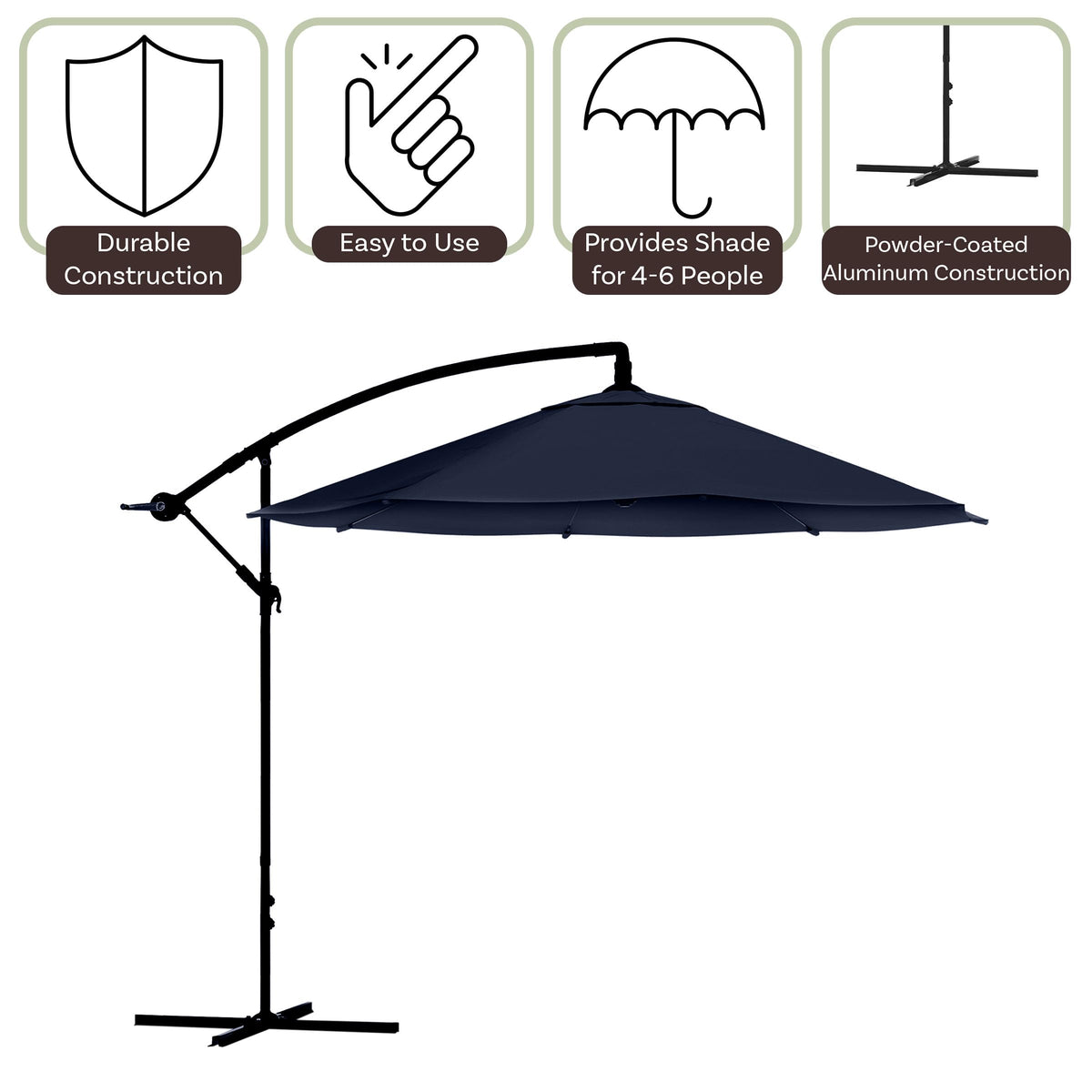 10 Ft Offset Cantilever Patio Umbrella with Cross Base Q5183