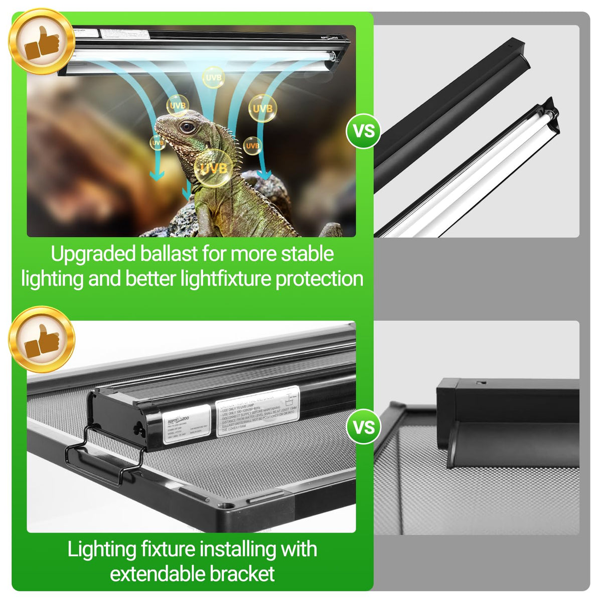 UVB Reptile Light T5 HO Combo Kit with 10.0 UVB Tube Bulb 24W-22Inch L984354