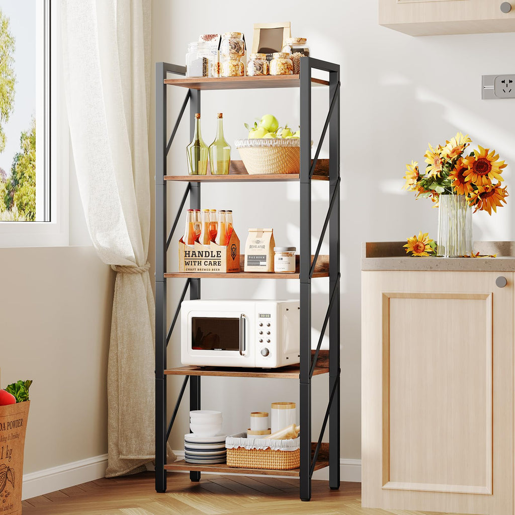 5-Tier Industrial Bookshelf with Metal Frame N592372