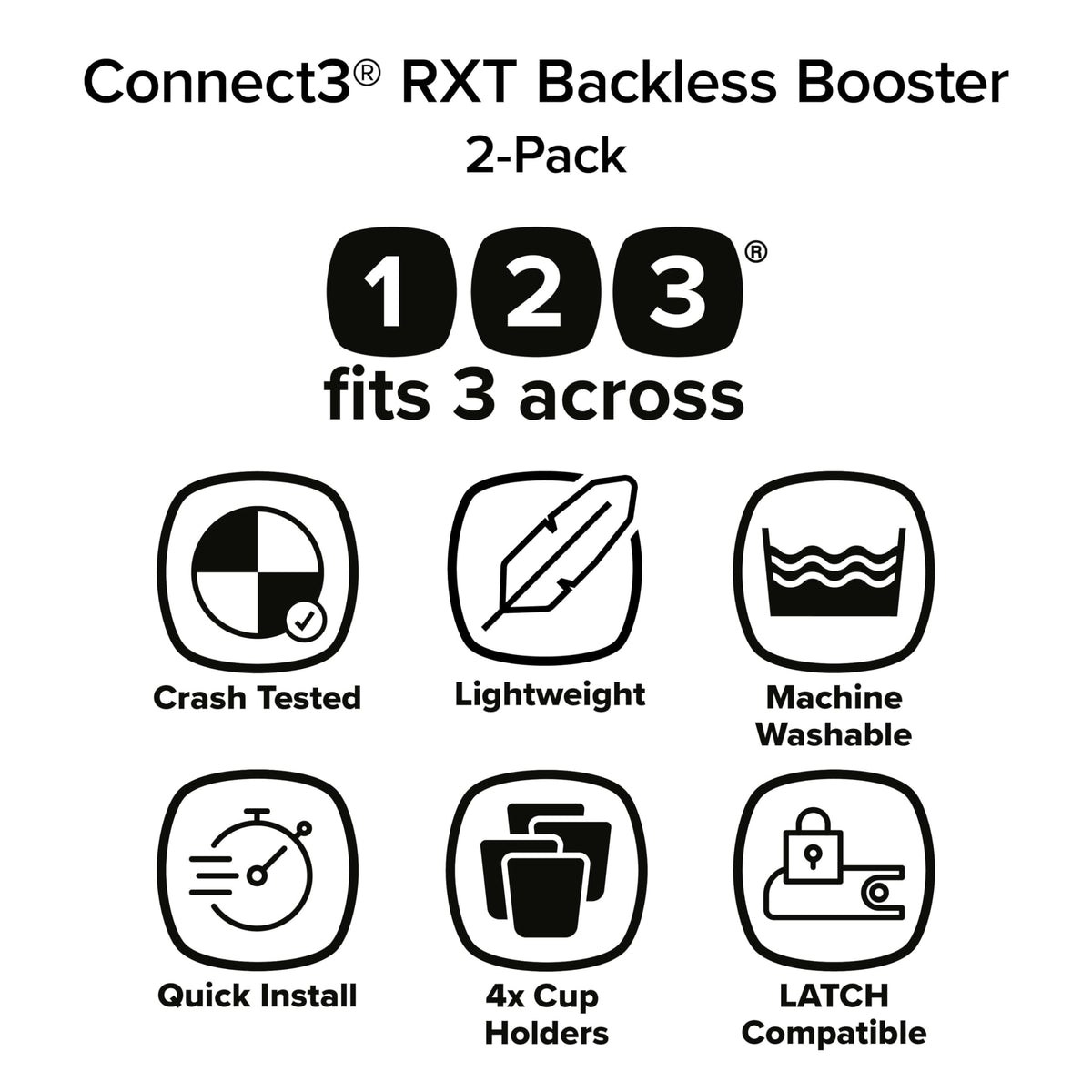Black Backless Booster, Pack of 2 C11604