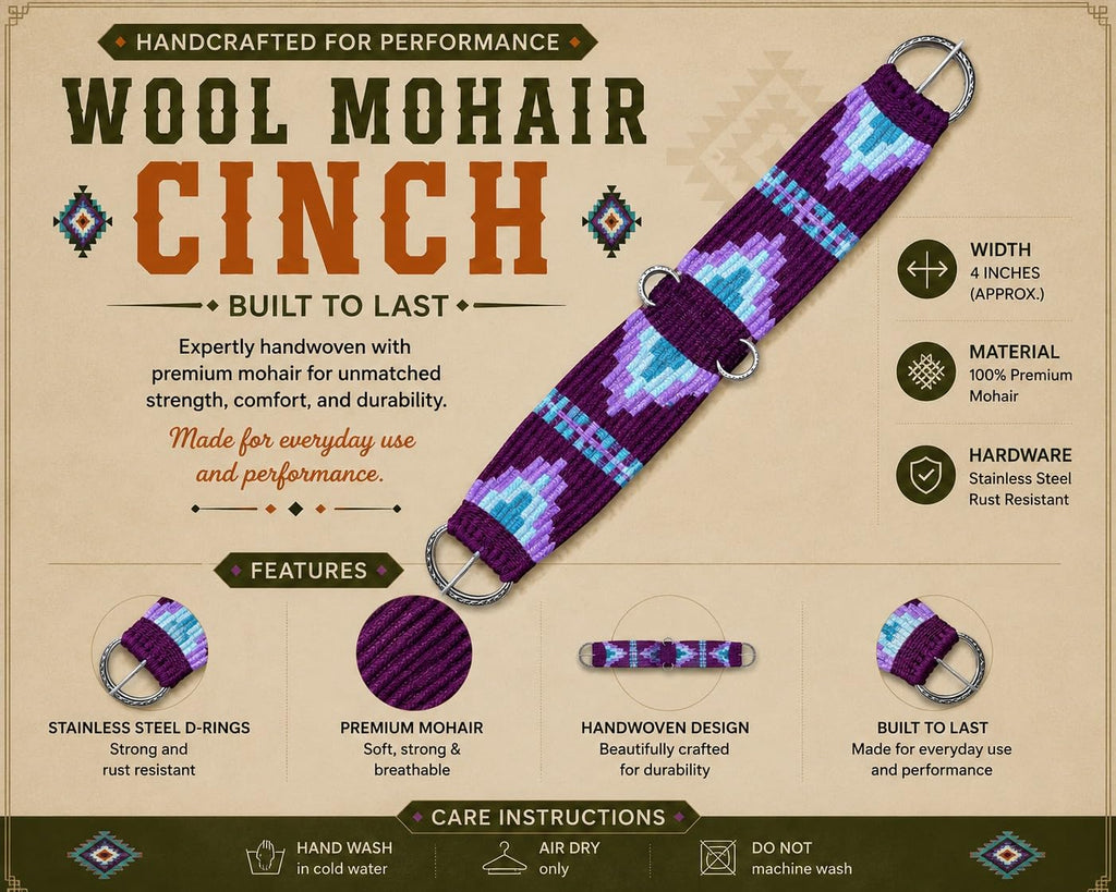 Mohair Wool Horse Cinch Saddle Girth with Stainless Steel Buckles S404870