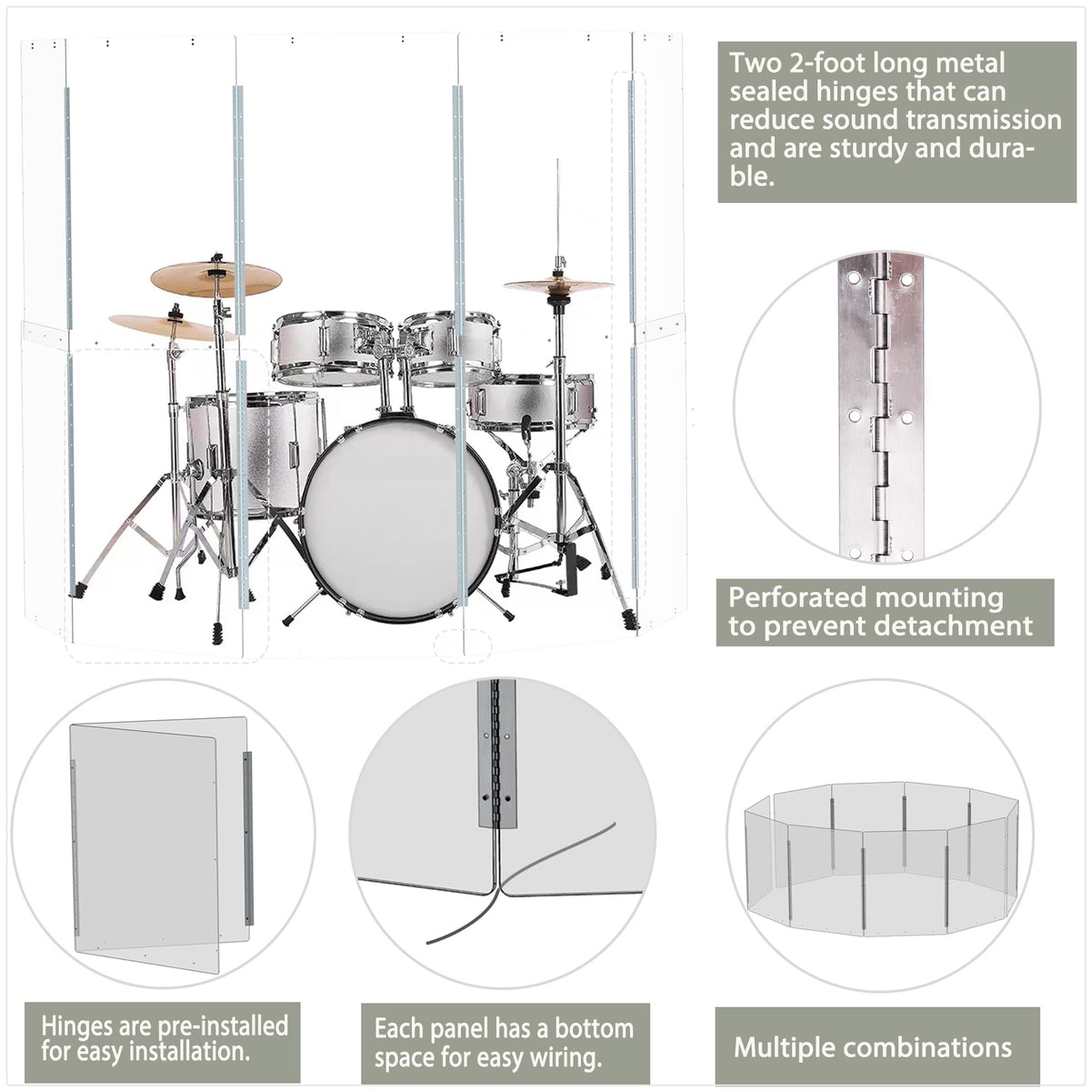Portable Drum Shield Panels 5-Panels 2ft x 5ft C966912