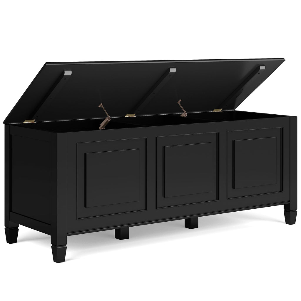 Black Solid Wood Trunk Bench J5864