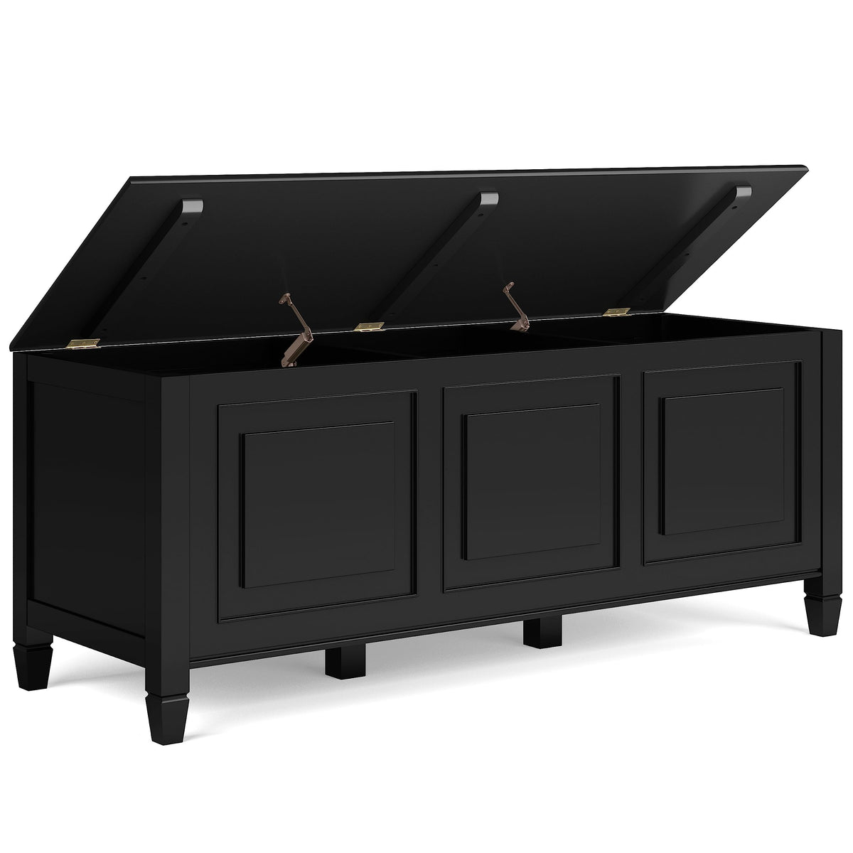 Black Solid Wood Trunk Bench J5864