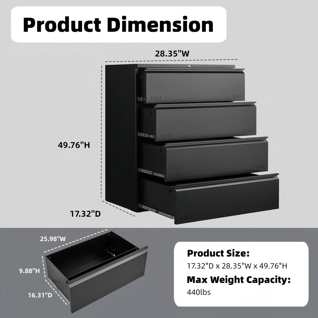 4 Drawer Metal File Cabinet with Lock E38488