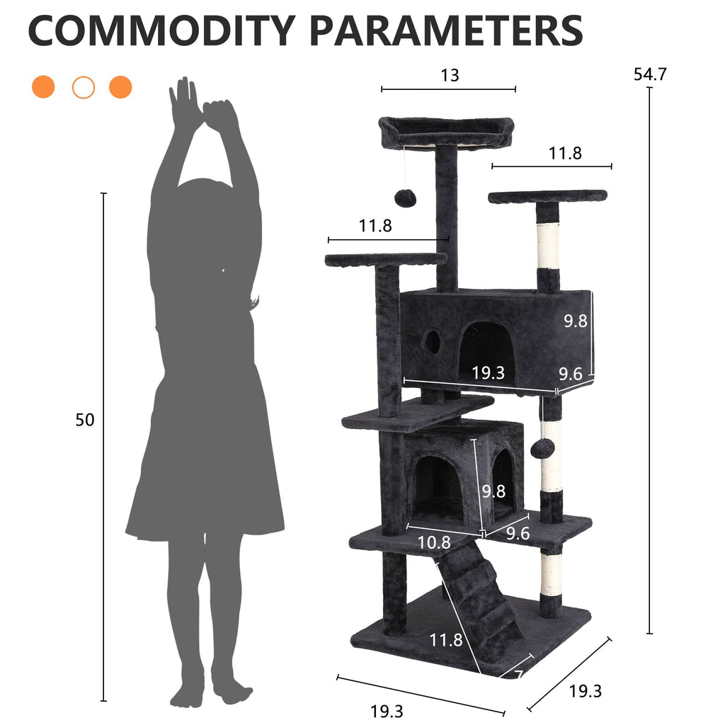 70 Inch Multi-Level Cat Tree with Scratching Post, Condo, Plush Perch P166090