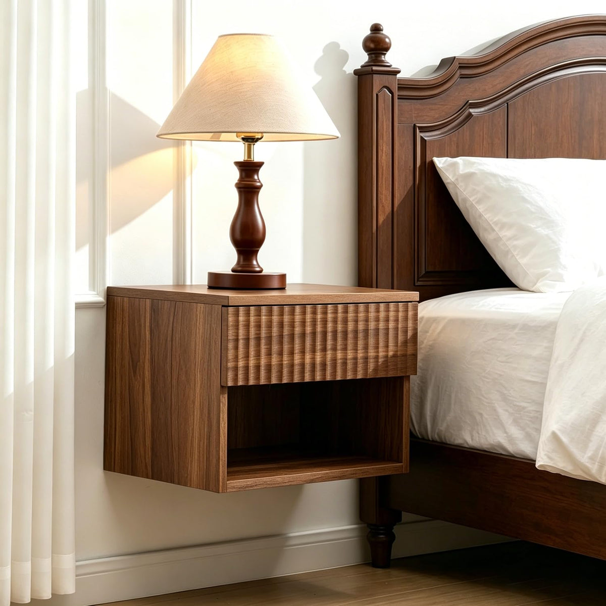 Wall Mounted Floating Nightstand Set of 2 with Drawer F6597