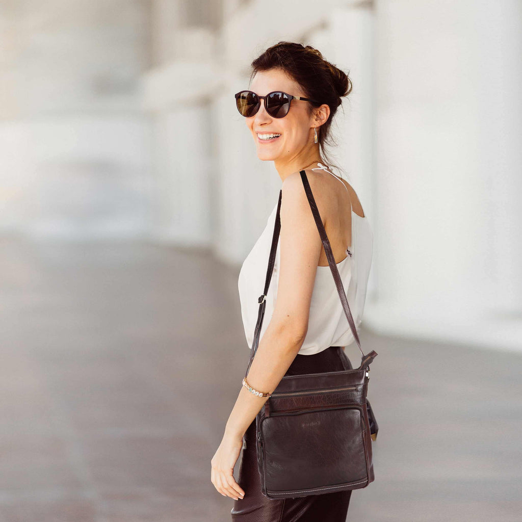Extra-Large Genuine Leather Crossbody Purse F162615
