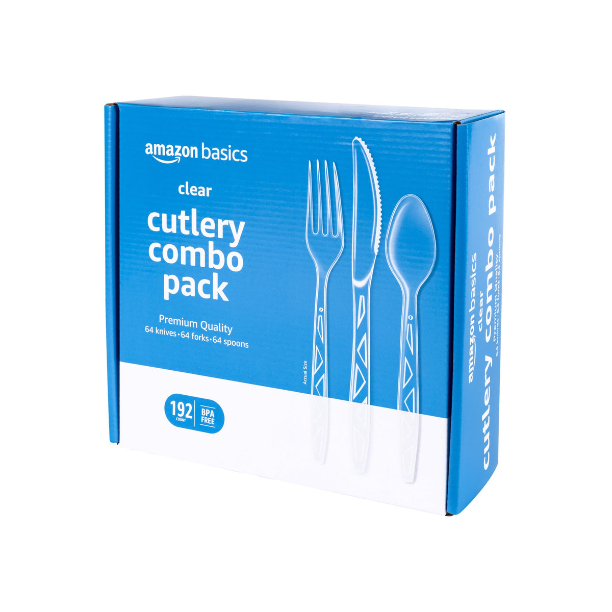 Clear Plastic Cutlery Set, 192 Count Combo Forks, Spoons and Knives Y16354