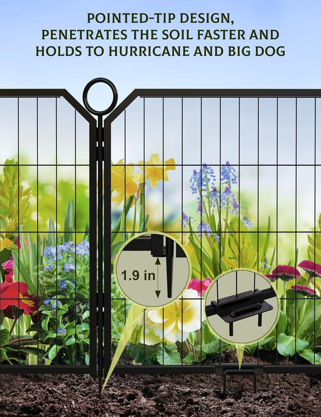24 Inch 8 Panels Metal Dog Playpen with Door & Stakes A52911