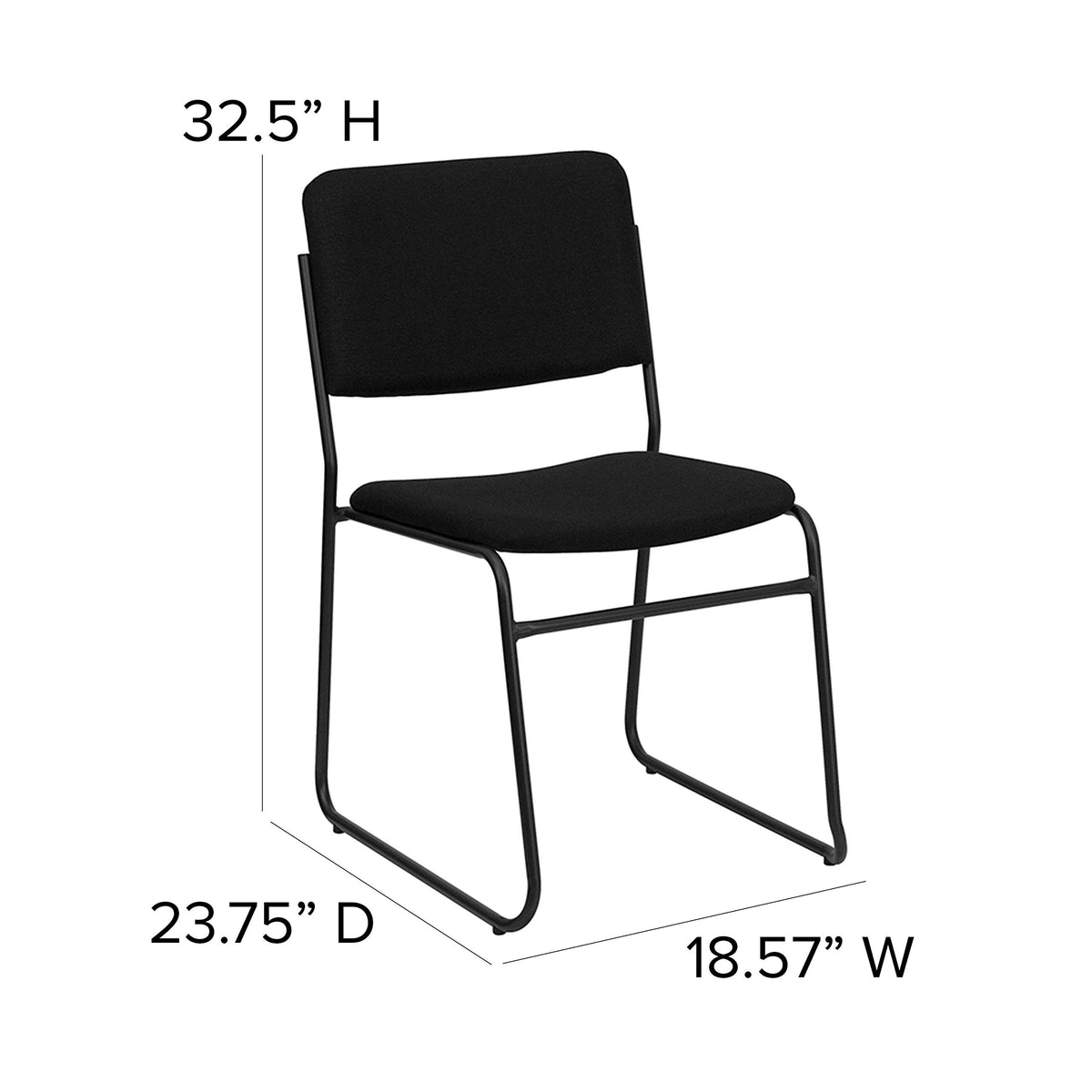 Black Fabric Stackable Chair with Sled Base Y8815