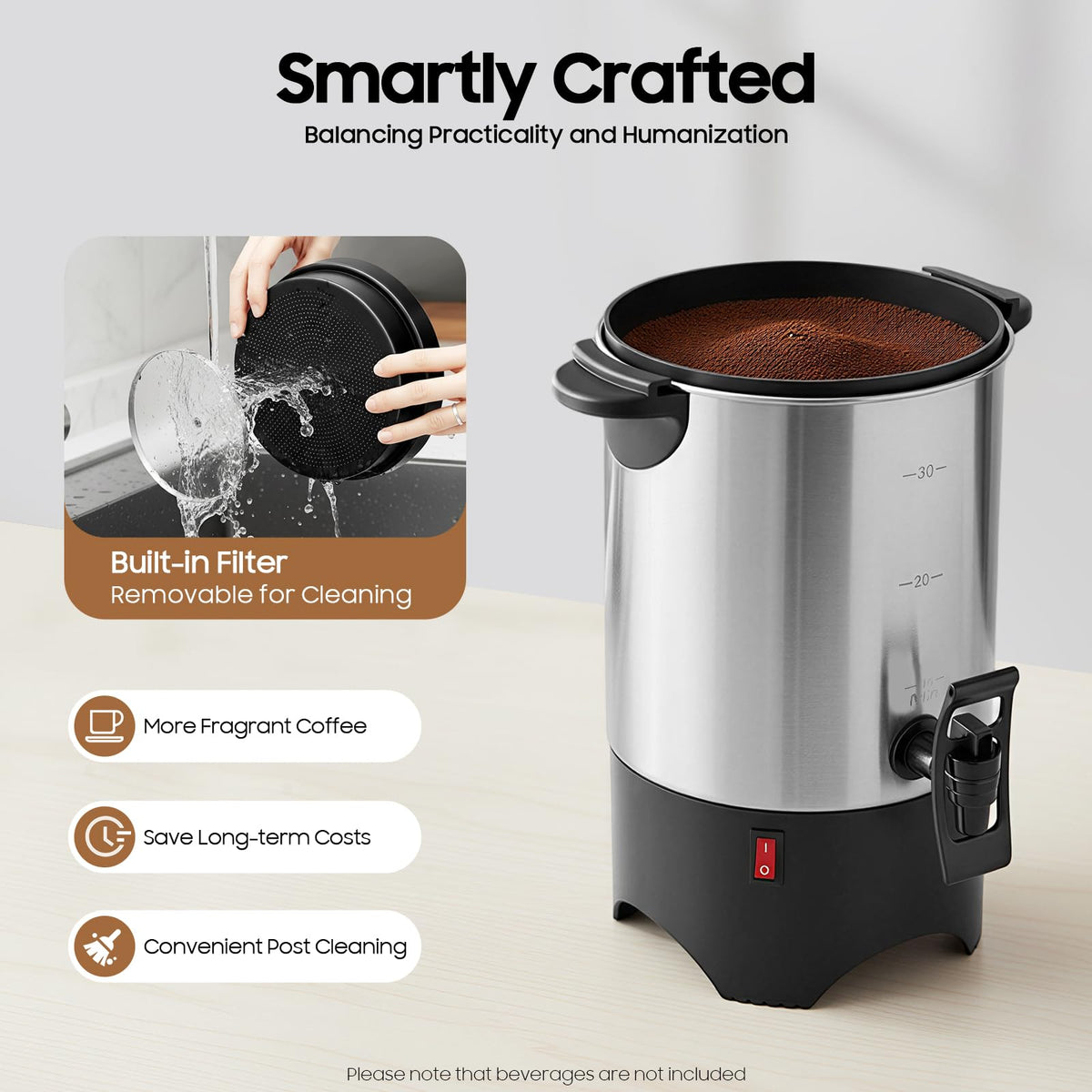 30 Cups Stainless Steel Electric Coffee Urn J938