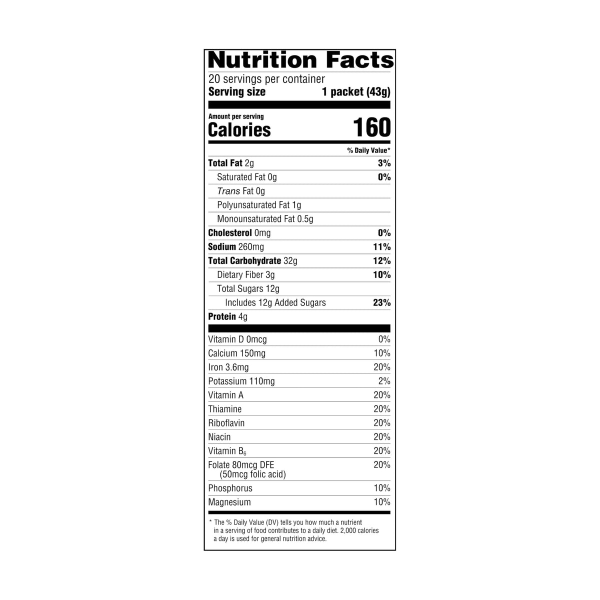 Maple & Brown Sugar Instant Oatmeal, 1.51 Oz, 20 Ct J954