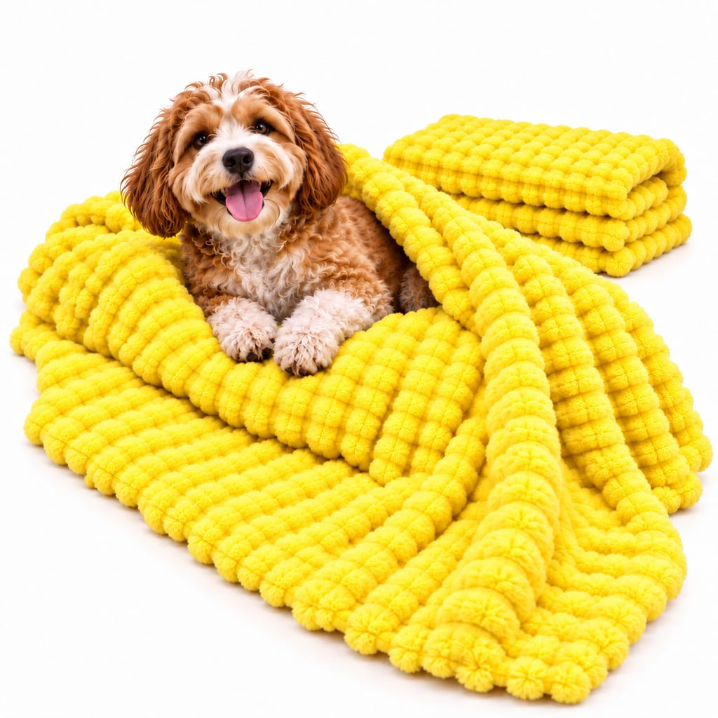 Yellow Rabbit Hair Plush Pet Blanket V445437