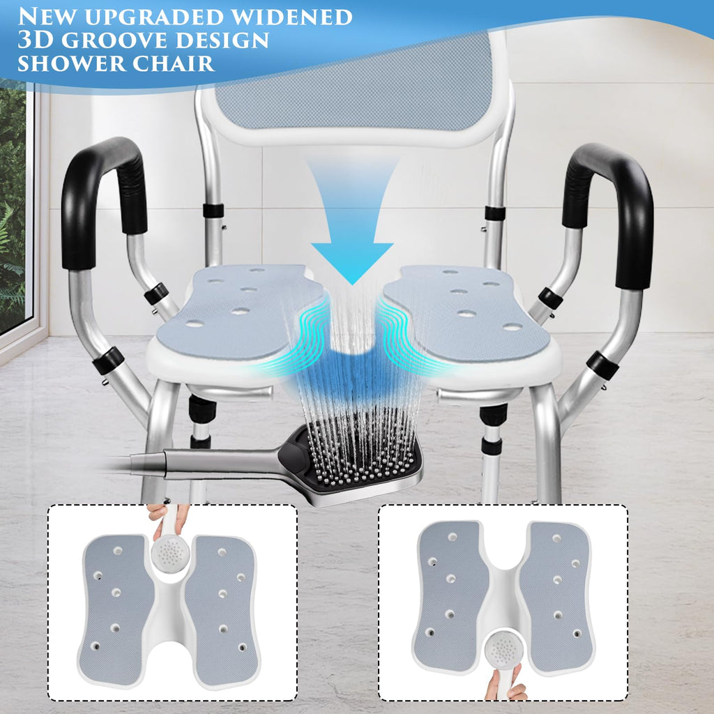Shower Chair with U-Shaped Seat, Adjustable Height, 350 lb U52463