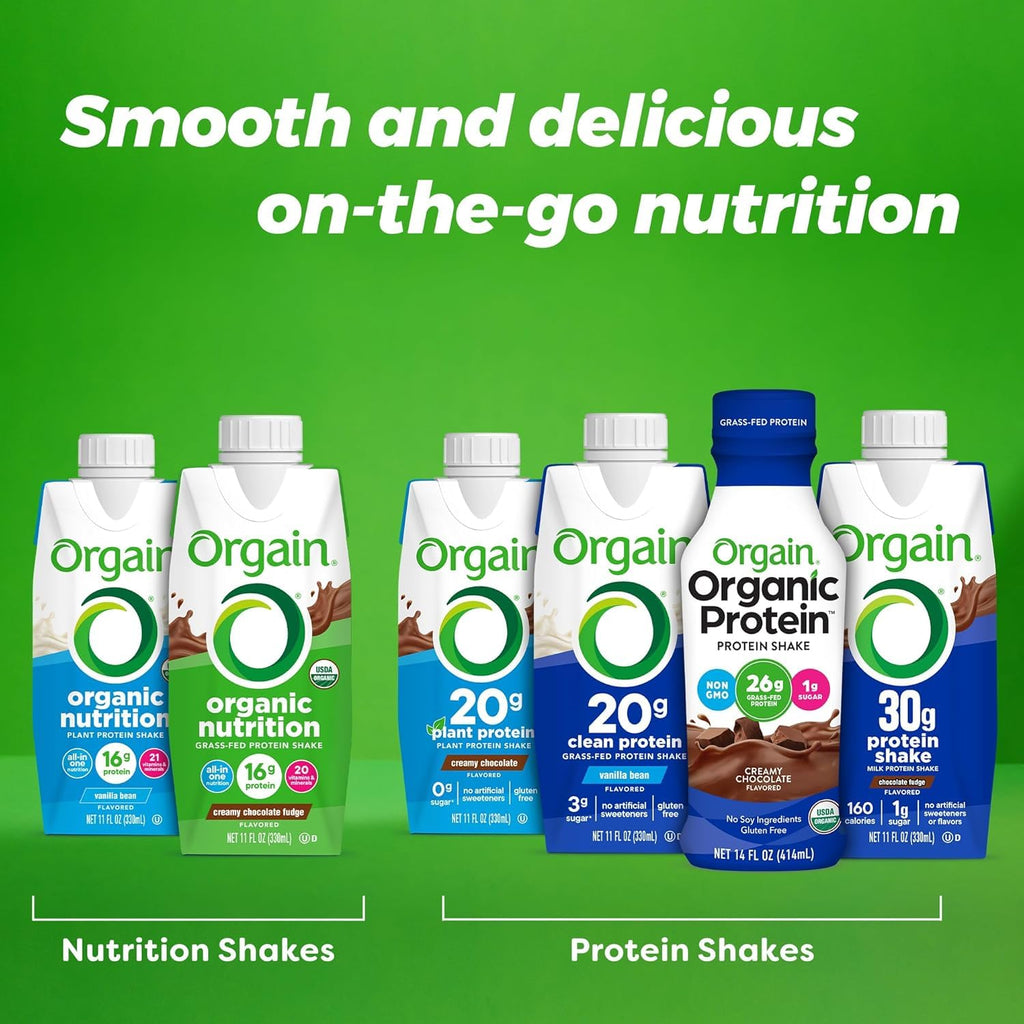 Organic Vegan Protein Shake Smooth Chocolate & Vanilla Bean 16g 11 Fl Oz P44790