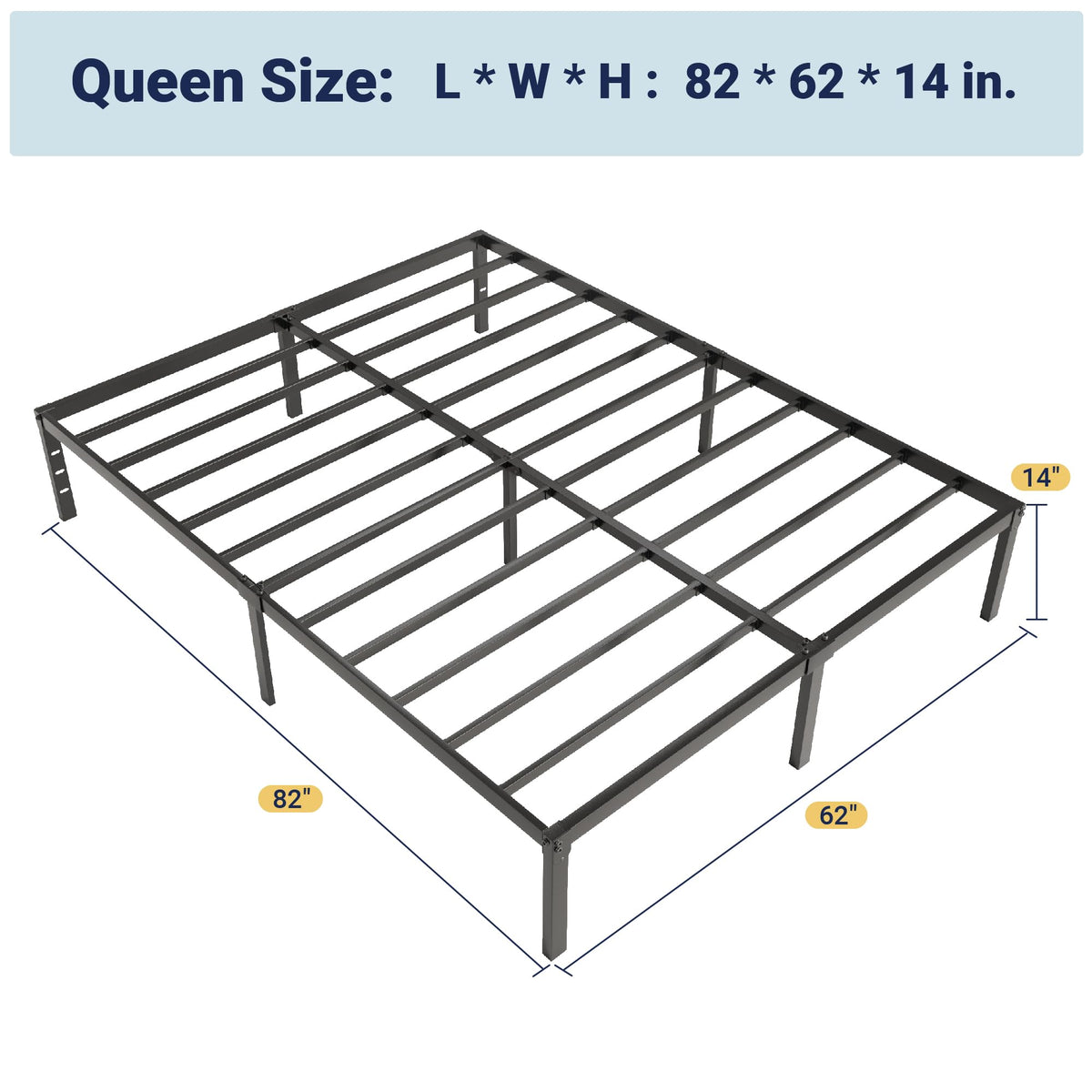 Queen 14 inch Metal Bed Frame with Storage Space K21617