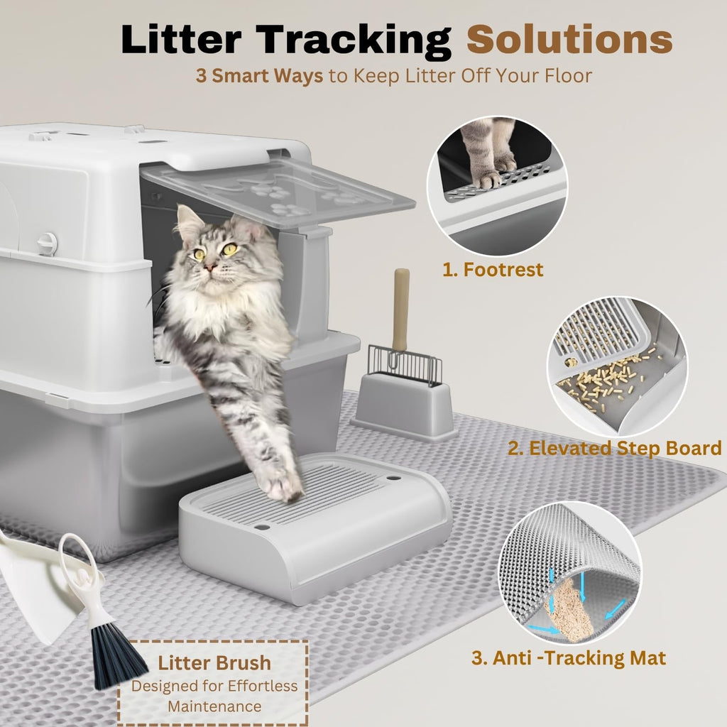 XXXXL Stainless Steel Cat Litter Box with Lid A542
