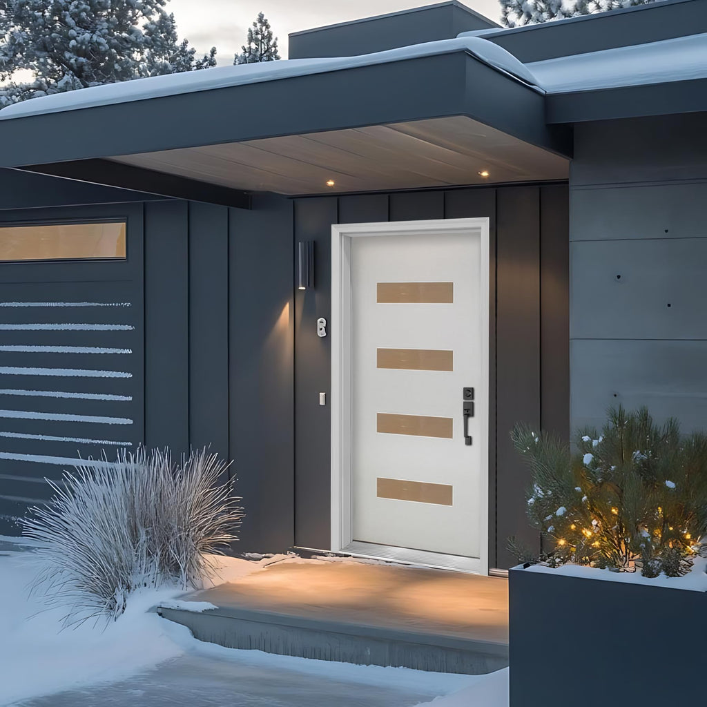 Fiberglass Exterior Front Door 36x80in Left-Hand Inswing Frosted Glass White Primed K303