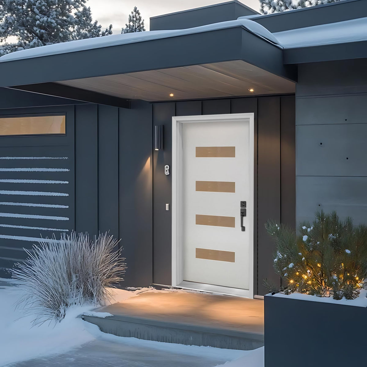 Fiberglass Exterior Front Door 36x80in Left-Hand Inswing Frosted Glass White Primed K303