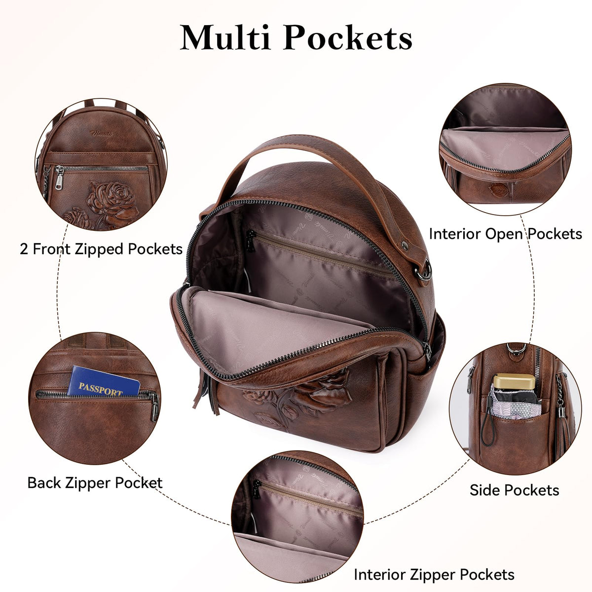 Vegan Leather Mini Backpack Purse G80622